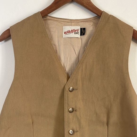 Desert Western Rodeo Levi’s Wildfire Vest Med Tan 70s Cowboy Neutral Rugged VTG - Picture 3 of 15